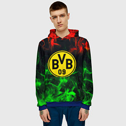 Толстовка-худи мужская Borussia красно зеленый огонь, цвет: 3D-синий — фото 2
