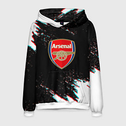 Толстовка-худи мужская Арсенал краски глитч текстура, цвет: 3D-белый