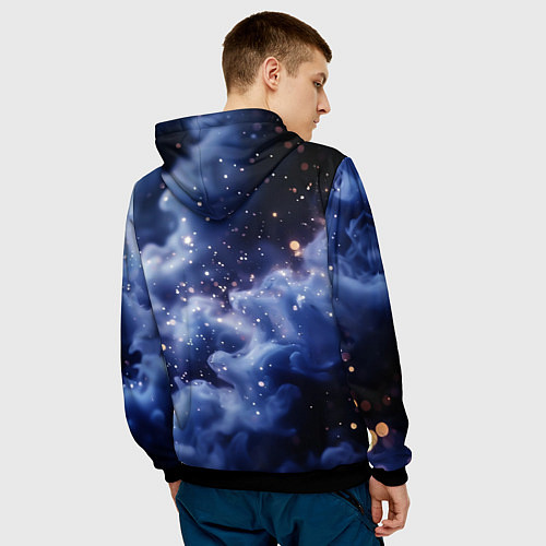 Мужская толстовка 2026 синяя дымка с искрами / 3D-Черный – фото 4