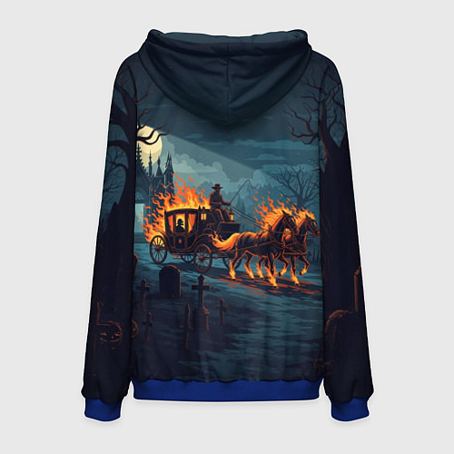 Мужская толстовка Призраки в горящей конной повозке / 3D-Синий – фото 2