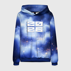 Толстовка-худи мужская 2026 сине-голубая дымка, цвет: 3D-синий
