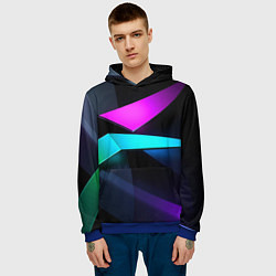 Толстовка-худи мужская Neon colored geometric, цвет: 3D-синий — фото 2
