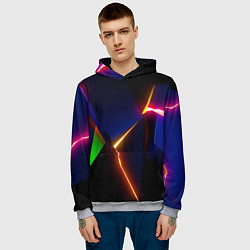 Толстовка-худи мужская Neon colored geometric, цвет: 3D-меланж — фото 2