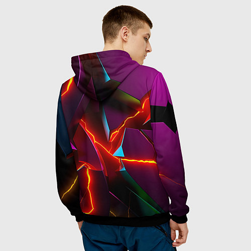 Мужская толстовка Fractures multicolored tiles / 3D-Черный – фото 4