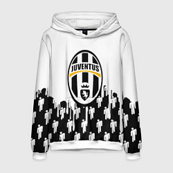 Толстовка-худи мужская Ювентус краски люди текстура, цвет: 3D-белый