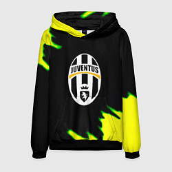 Толстовка-худи мужская Ювентус кислотные краски лого, цвет: 3D-черный