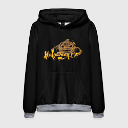 Толстовка-худи мужская Хэллоуин - Тыква в паутине, цвет: 3D-меланж