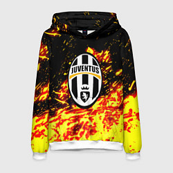 Толстовка-худи мужская Ювентус огненные краски текстура, цвет: 3D-белый
