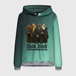 Толстовка-худи мужская Петухи - карты деньги два ствола, цвет: 3D-меланж