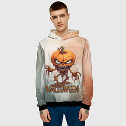 Толстовка-худи мужская Тыква монстр, цвет: 3D-черный — фото 2