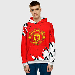Толстовка-худи мужская Манчестер Юнайтед символы краски, цвет: 3D-белый — фото 2