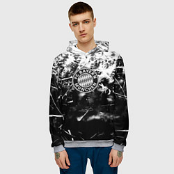 Толстовка-худи мужская Bayern Mnchen черно белая бумага, цвет: 3D-меланж — фото 2