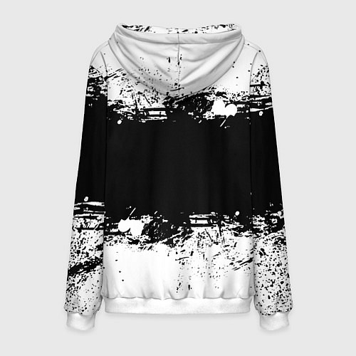 Мужская толстовка Манчестер Юнайтед черно белые краски лого / 3D-Белый – фото 2