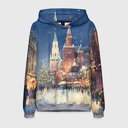 Толстовка-худи мужская Новый год - Москва, цвет: 3D-меланж