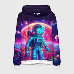Толстовка-худи мужская Морти в одиночестве на неоновой планете, цвет: 3D-белый