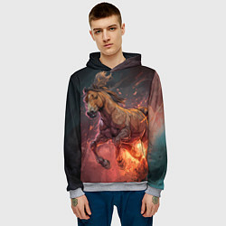 Толстовка-худи мужская Огненная лошадь, цвет: 3D-меланж — фото 2