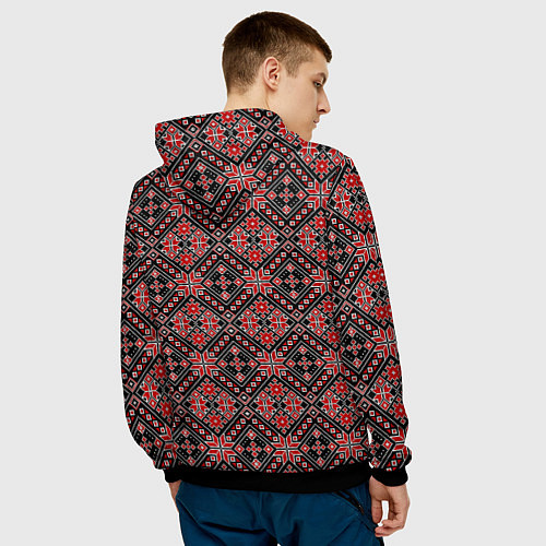 Мужская толстовка Славянский стиль - орнамент / 3D-Черный – фото 4