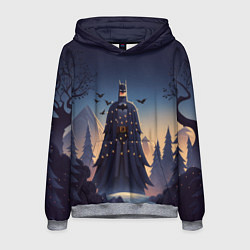 Толстовка-худи мужская Новогодний Бэтмен, цвет: 3D-меланж