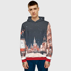 Толстовка-худи мужская Праздничная ночь в Москве, цвет: 3D-красный — фото 2