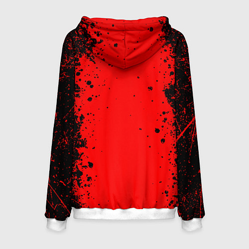 Мужская толстовка Эмблема hitman на красном фоне / 3D-Белый – фото 2