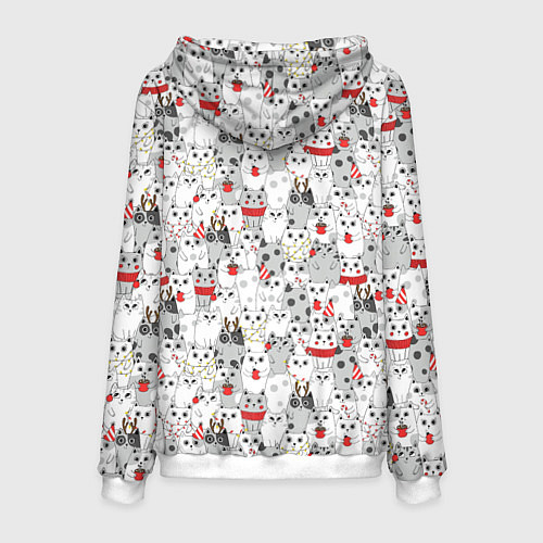 Мужская толстовка Новогодние котики / 3D-Белый – фото 2