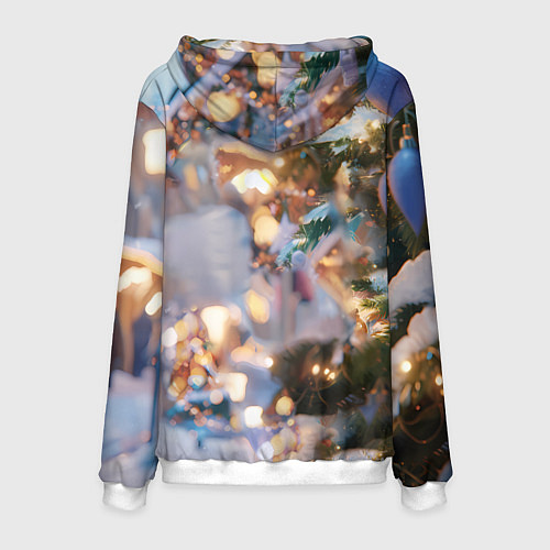 Мужская толстовка Синяя новогодняя лошадка / 3D-Белый – фото 2