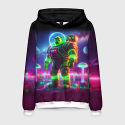Толстовка-худи мужская Космонавт Шрук в неоновом скафандре на загадочной, цвет: 3D-белый