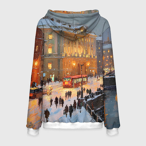 Мужская толстовка Предновогодний Санкт-Петербург / 3D-Белый – фото 2