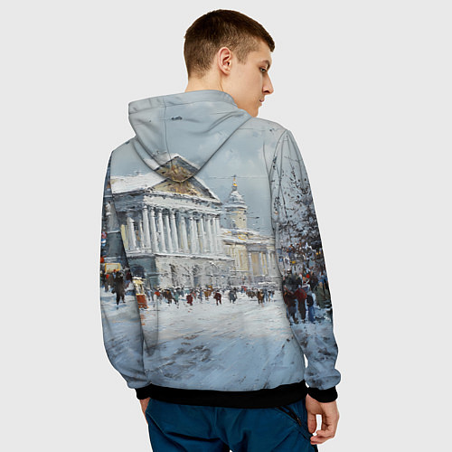 Мужская толстовка Зимний Питер красками / 3D-Черный – фото 4