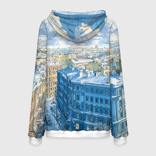 Мужская толстовка Зимний утренний Питер / 3D-Белый – фото 2