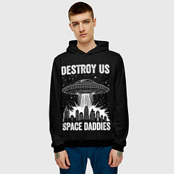 Толстовка-худи мужская Нападение нло, цвет: 3D-черный — фото 2