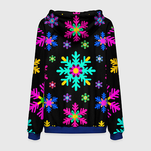 Мужская толстовка Снежинки ретро / 3D-Синий – фото 2