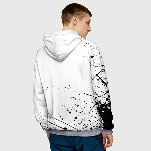 Мужская толстовка Ювентус черные краски всплеск / 3D-Меланж – фото 4