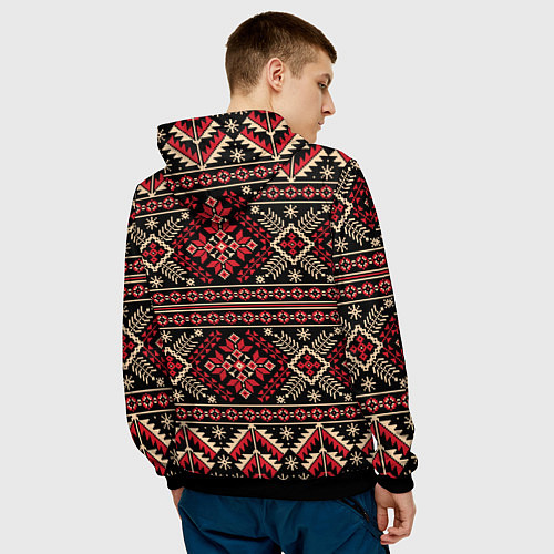Мужская толстовка Этнический славянский орнамент / 3D-Черный – фото 4