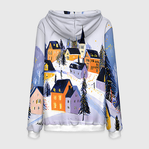 Мужская толстовка Новогодние домики на горе / 3D-Белый – фото 2