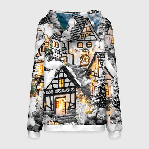 Мужская толстовка Объемные новогодние дома / 3D-Белый – фото 2
