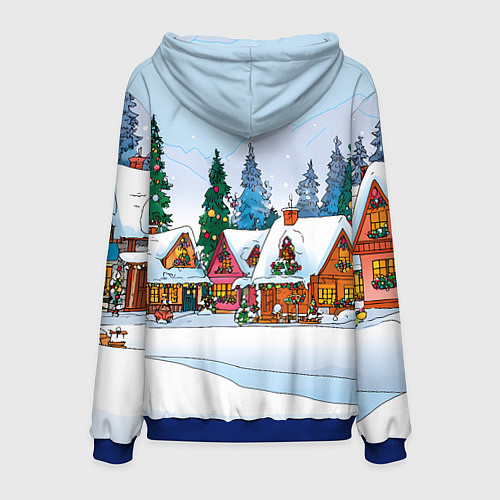 Мужская толстовка Новогодник дворик / 3D-Синий – фото 2