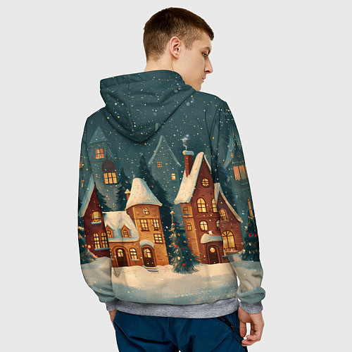 Мужская толстовка Сказочный Новогодний городок / 3D-Меланж – фото 4