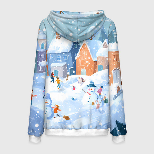 Мужская толстовка Предновогодний день во дворе / 3D-Белый – фото 2