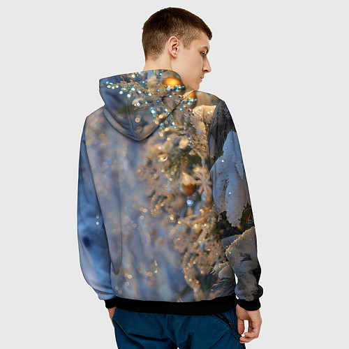 Мужская толстовка Новогодняя лошадка в крапинку / 3D-Черный – фото 4