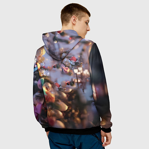 Мужская толстовка Милая новогодняя лошадка с крыльями / 3D-Черный – фото 4