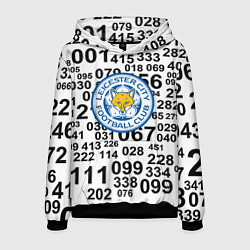 Толстовка-худи мужская Лестер сити цифры символы, цвет: 3D-черный