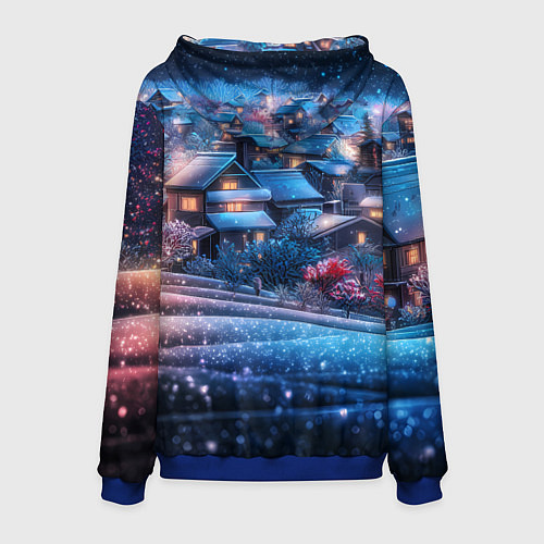 Мужская толстовка Новогодний двор в блестках / 3D-Синий – фото 2