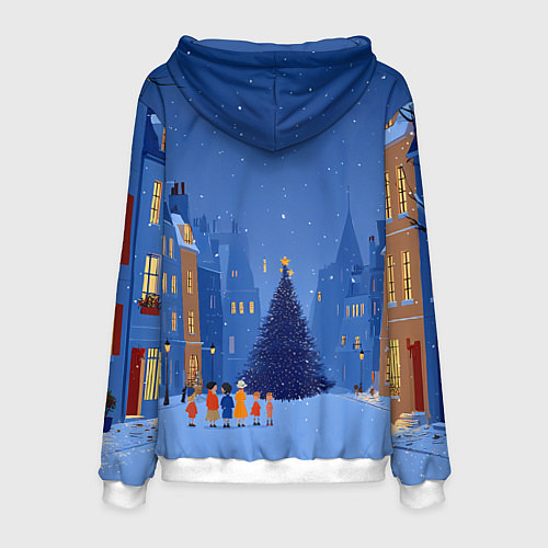 Мужская толстовка С новым год - праздничный дворик / 3D-Белый – фото 2
