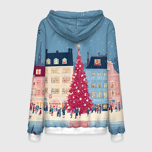 Мужская толстовка Новогоднее гуляние у красной елки / 3D-Белый – фото 2