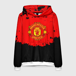 Толстовка-худи мужская Манчестер Юнайтед краски брызги, цвет: 3D-белый