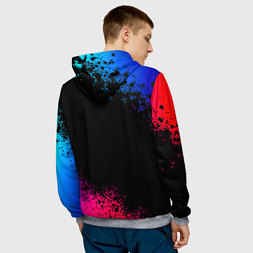 Мужская толстовка Бавария Мюнхен краски неон градиент / 3D-Меланж – фото 4