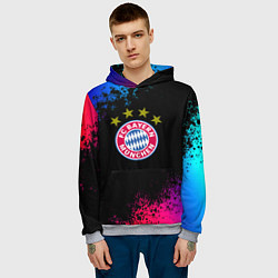 Толстовка-худи мужская Бавария Мюнхен краски неон градиент, цвет: 3D-меланж — фото 2