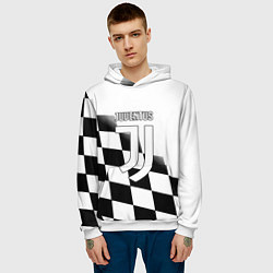 Толстовка-худи мужская Ювентус клетка краски, цвет: 3D-белый — фото 2