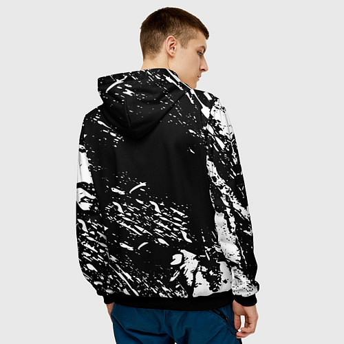 Мужская толстовка Juventus белые штрихи красок / 3D-Черный – фото 4